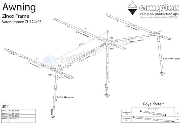 Camp-let Royal Zinox B-stang solsejl og fortelt