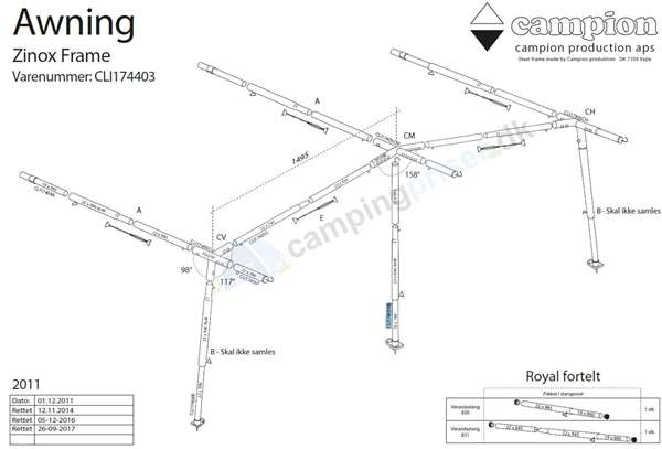 Camp-let fortelt Zinox MB-stang m. krog