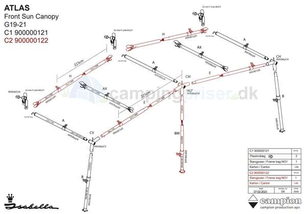 Mega stel Frontsolsejl ATLAS G19-G21 C2